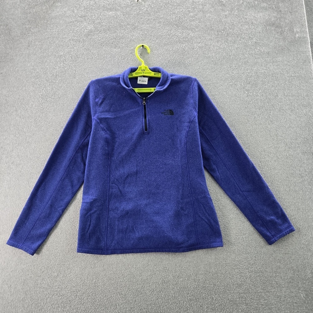 The North Face Women Sweatshirt L Blue Fleece Gorpcore Logo Zipper Long Sleeve